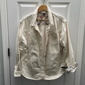 Anthropologie PILCRO Cream Shirt Jean Jacket Size L